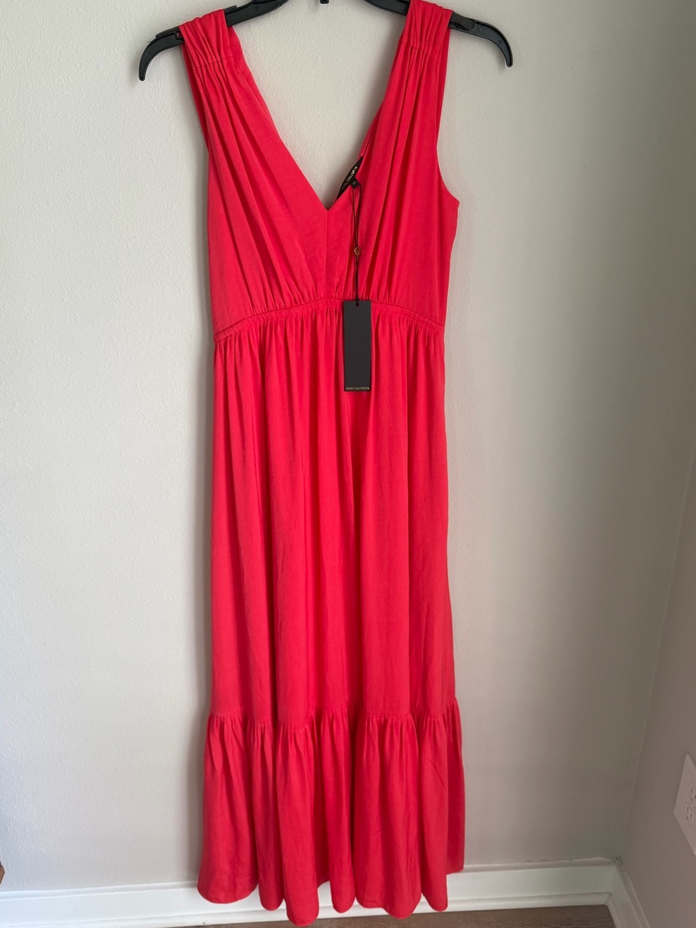 Kobi Halperin Coral-Red V-Neck Sleeveless Maxi Dress